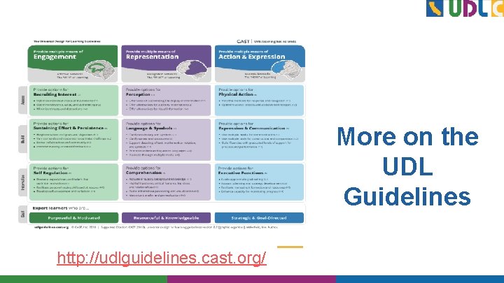 More on the UDL Guidelines http: //udlguidelines. cast. org/ 