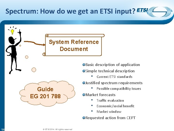 Spectrum: How do we get an ETSI input? System Reference Document Basic description of