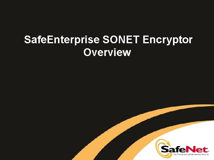 Safe. Enterprise SONET Encryptor Overview 