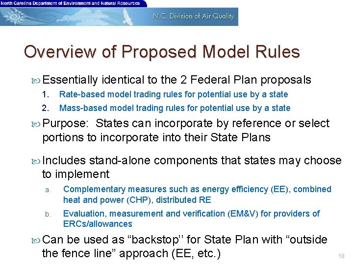 Overview of Proposed Model Rules Essentially 1. 2. identical to the 2 Federal Plan