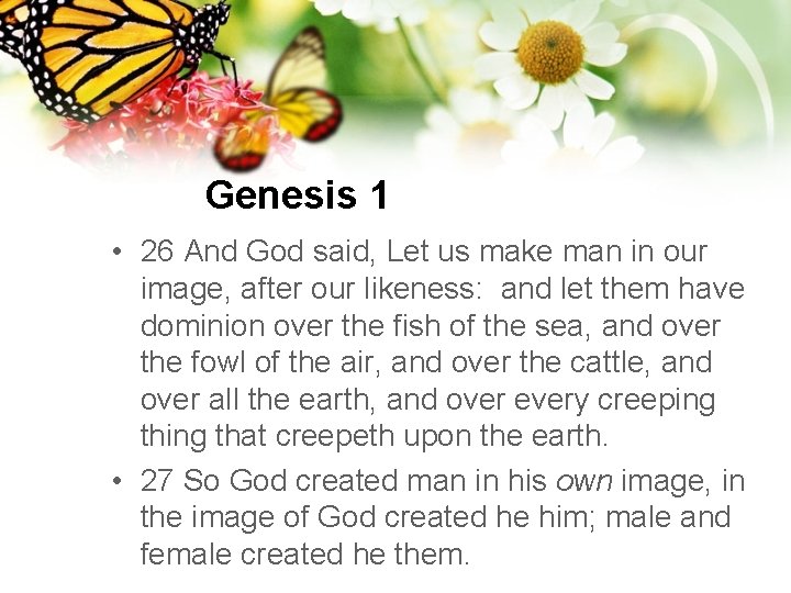 Genesis 1 • 26 And God said, Let us make man in our image,