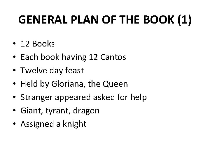 GENERAL PLAN OF THE BOOK (1) • • 12 Books Each book having 12
