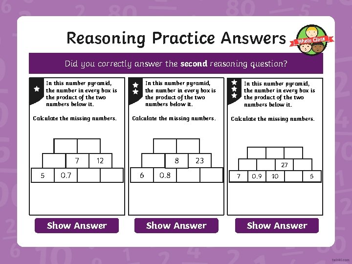 Reasoning Practice Answers Did you correctly answer the second reasoning question? 1. In this