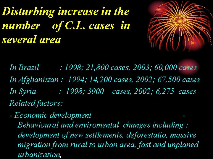 Disturbing increase in the number of C. L. cases in several area In Brazil