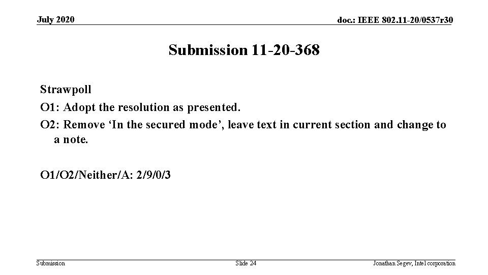 July 2020 doc. : IEEE 802. 11 -20/0537 r 30 Submission 11 -20 -368