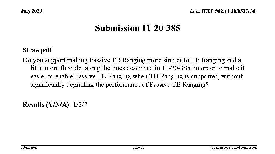 July 2020 doc. : IEEE 802. 11 -20/0537 r 30 Submission 11 -20 -385