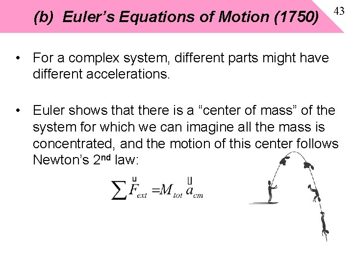 (b) Euler’s Equations of Motion (1750) 43 • For a complex system, different parts (b) Euler’s Equations of Motion (1750) 43 • For a complex system, different parts