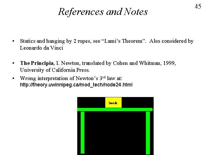 References and Notes • Statics and hanging by 2 ropes, see “Lami’s Theorem”. Also References and Notes • Statics and hanging by 2 ropes, see “Lami’s Theorem”. Also