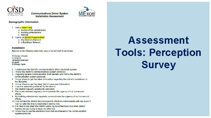 Assessment Tools: Perception Survey 