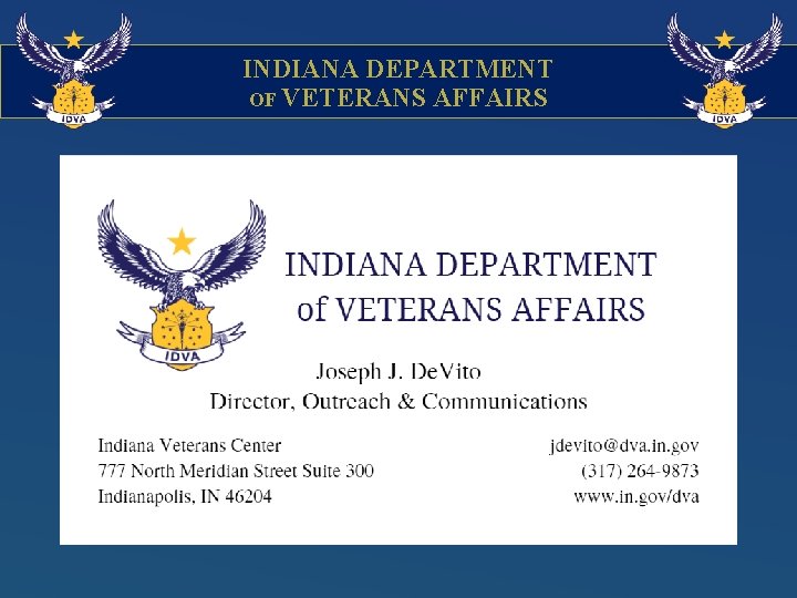 INDIANA DEPARTMENT OF VETERANS AFFAIRS 