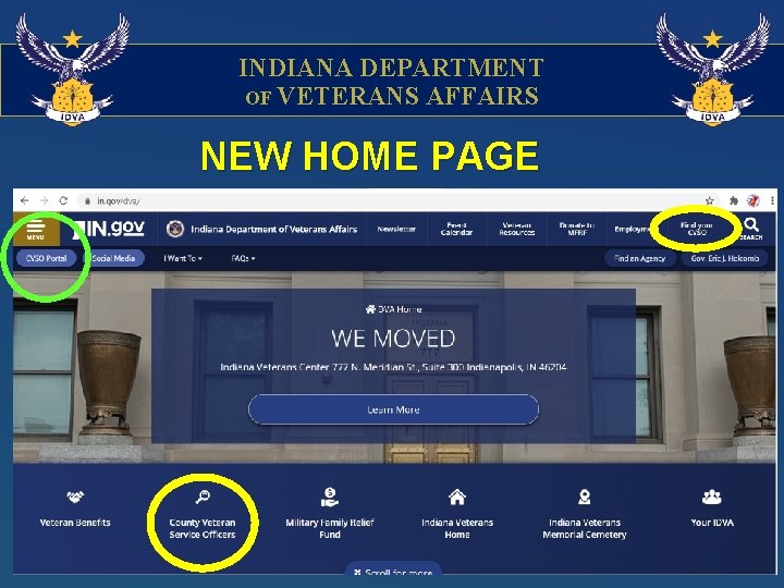 INDIANA DEPARTMENT OF VETERANS AFFAIRS NEW HOME PAGE 