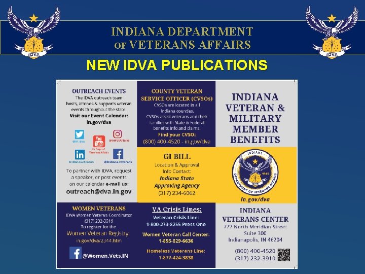 INDIANA DEPARTMENT OF VETERANS AFFAIRS NEW IDVA PUBLICATIONS 