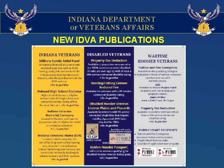 INDIANA DEPARTMENT OF VETERANS AFFAIRS NEW IDVA PUBLICATIONS 