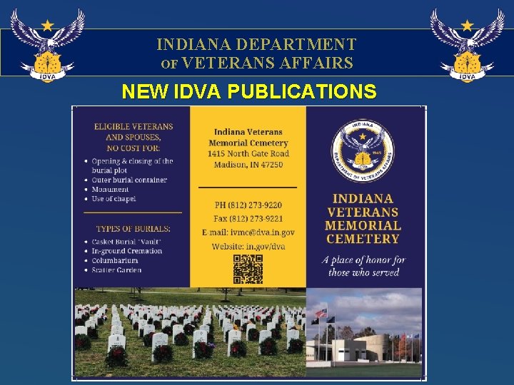 INDIANA DEPARTMENT OF VETERANS AFFAIRS NEW IDVA PUBLICATIONS 