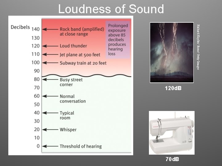 Loudness of Sound Richard Kaylin/ Stone/ Getty Images 120 d. B 70 d. B Loudness of Sound Richard Kaylin/ Stone/ Getty Images 120 d. B 70 d. B