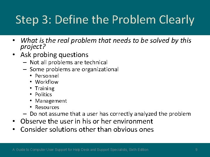 Step 3: Define the Problem Clearly • What is the real problem that needs