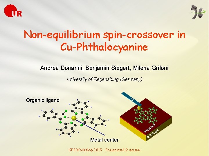 Non-equilibrium spin-crossover in Cu-Phthalocyanine Andrea Donarini, Benjamin Siegert, Milena Grifoni University of Regensburg (Germany)