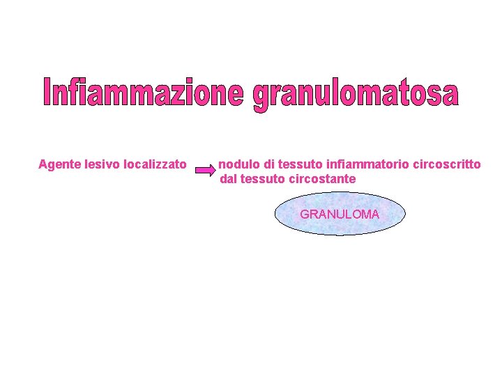 Agente lesivo localizzato nodulo di tessuto infiammatorio circoscritto dal tessuto circostante GRANULOMA 