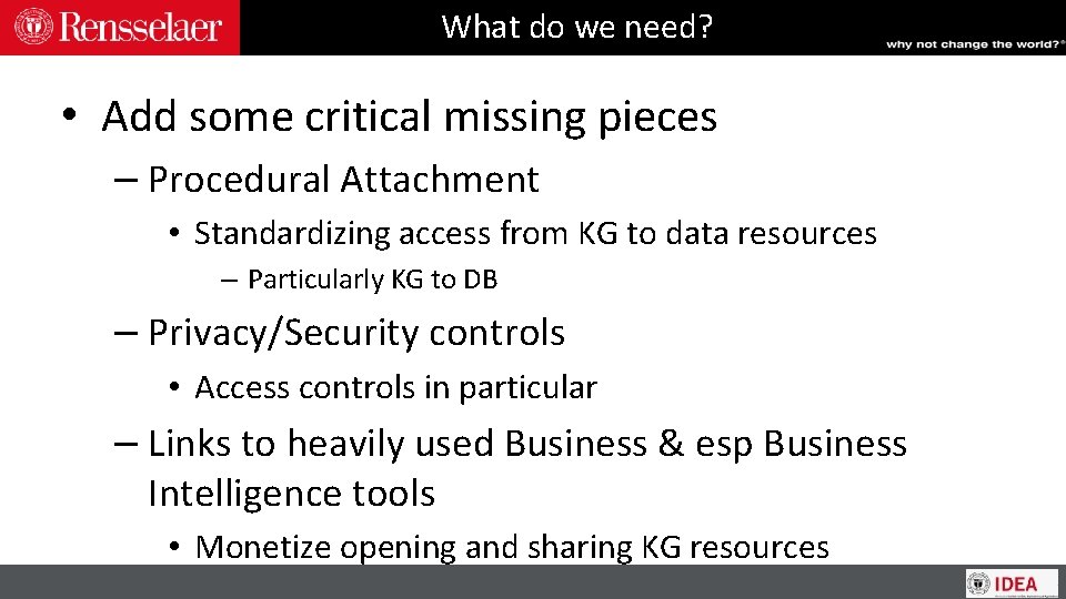 What do we need? • Add some critical missing pieces – Procedural Attachment •