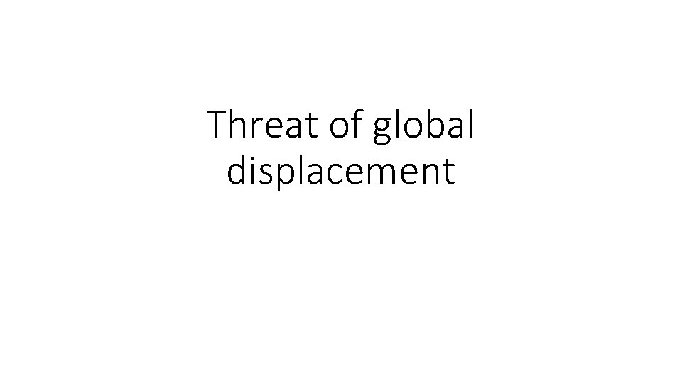 Threat of global displacement 
