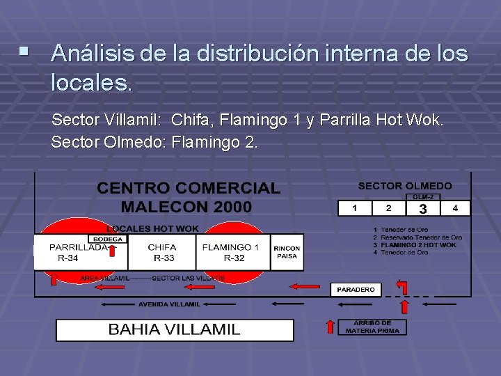 § Análisis de la distribución interna de los locales. Sector Villamil: Chifa, Flamingo 1