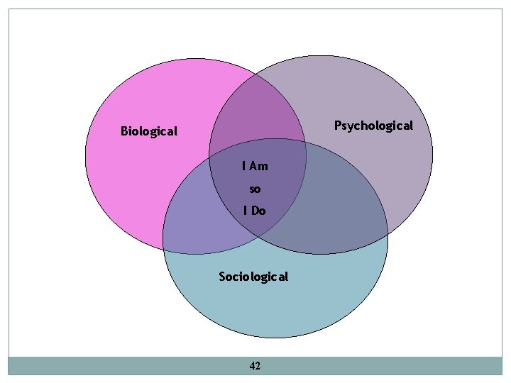Psychological Biological I Am so I Do Sociological 42 