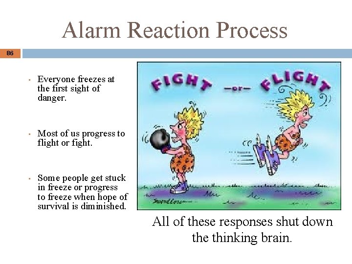 Alarm Reaction Process 86 • • • Everyone freezes at the first sight of