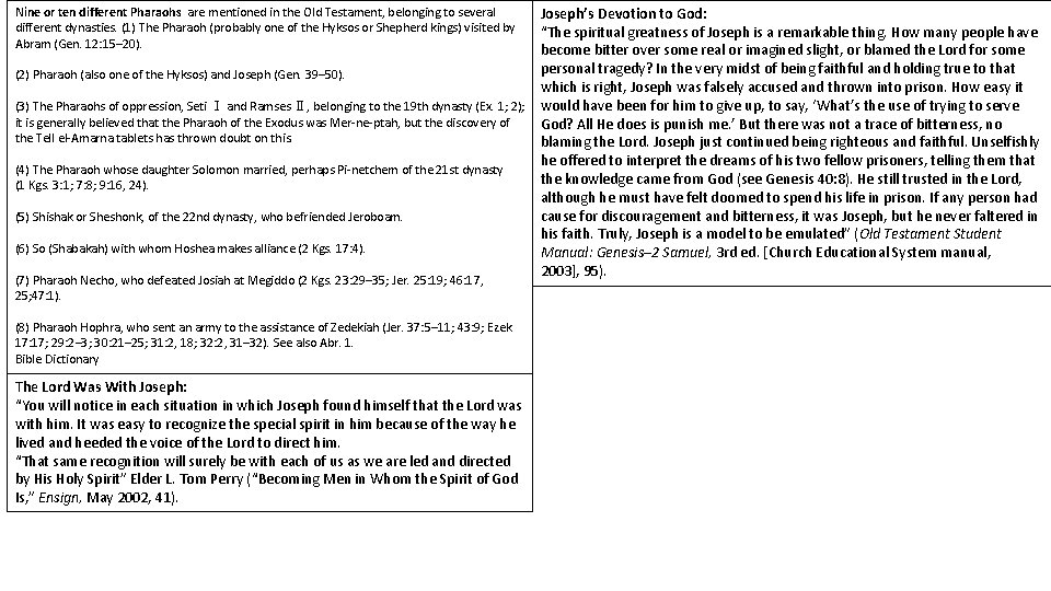Nine or ten different Pharaohs are mentioned in the Old Testament, belonging to several Nine or ten different Pharaohs are mentioned in the Old Testament, belonging to several