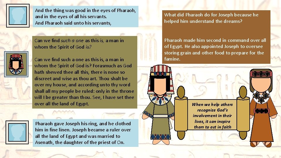 And the thing was good in the eyes of Pharaoh, and in the eyes And the thing was good in the eyes of Pharaoh, and in the eyes