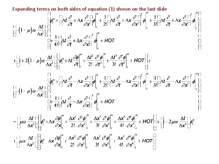 Expanding terms on both sides of equation (1) shown on the last slide 