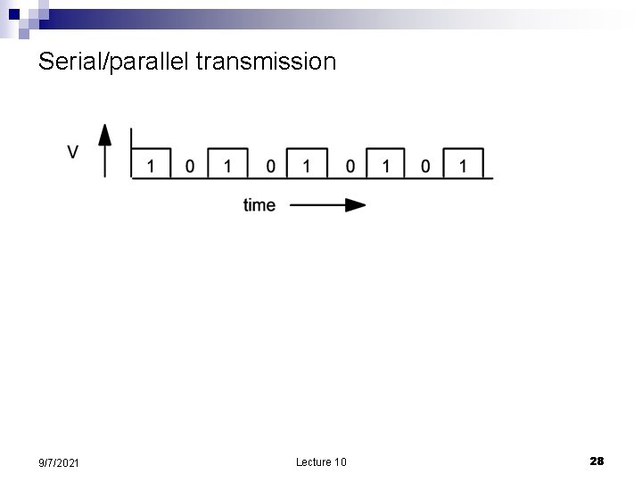 Serial/parallel transmission 9/7/2021 Lecture 10 28 