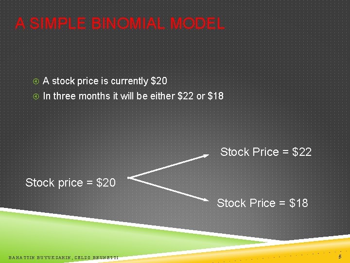 A SIMPLE BINOMIAL MODEL A stock price is currently $20 In three months it