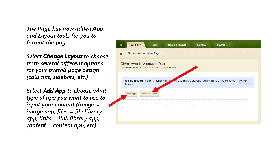 The Page has now added App and Layout tools for you to format the