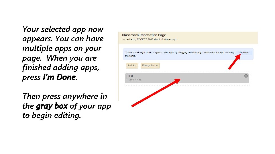 Your selected app now appears. You can have multiple apps on your page. When