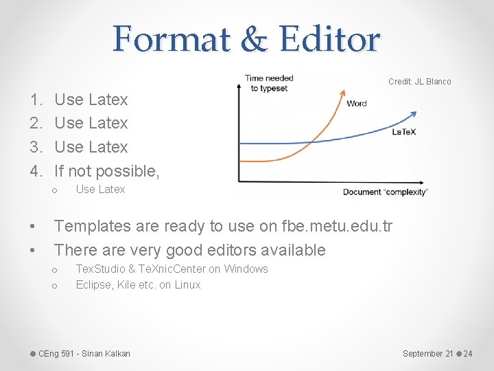 Format & Editor Credit: JL Blanco 1. 2. 3. 4. Use Latex If not