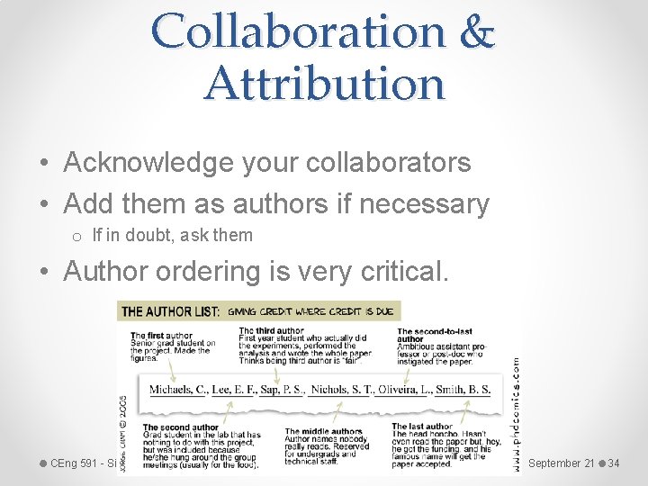 Collaboration & Attribution • Acknowledge your collaborators • Add them as authors if necessary