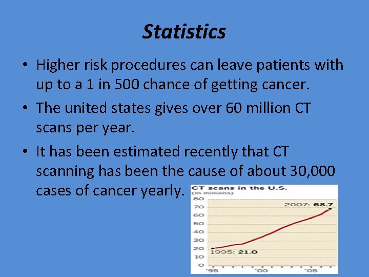 Statistics • Higher risk procedures can leave patients with up to a 1 in
