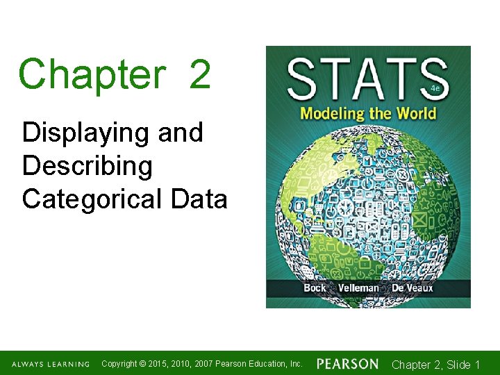 Chapter 2 Displaying and Describing Categorical Data Copyright © 2015, 2010, 2007 Pearson Education,