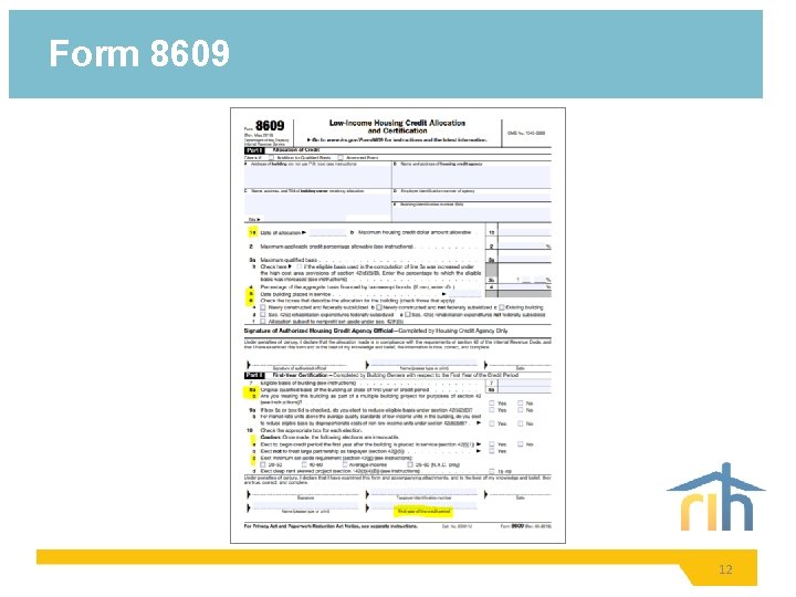 Form 8609 12 Form 8609 12