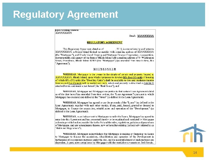 Regulatory Agreement 14 