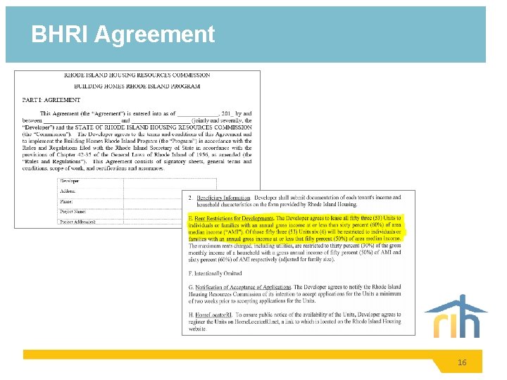 BHRI Agreement 16 