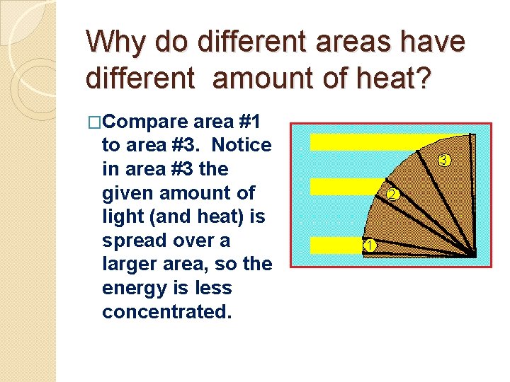 Why do different areas have different amount of heat? �Compare area #1 to area