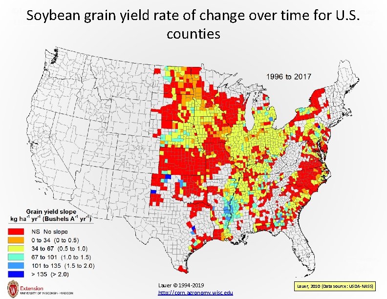 Soybean grain yield rate of change over time for U. S. counties Lauer ©