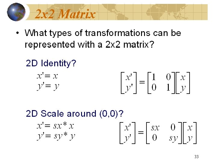 2 x 2 Matrix 33 