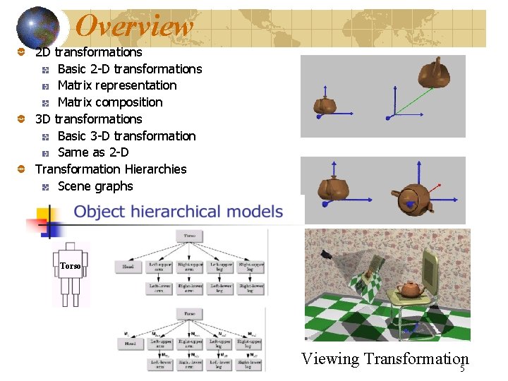 Overview 2 D transformations Basic 2 -D transformations Matrix representation Matrix composition 3 D