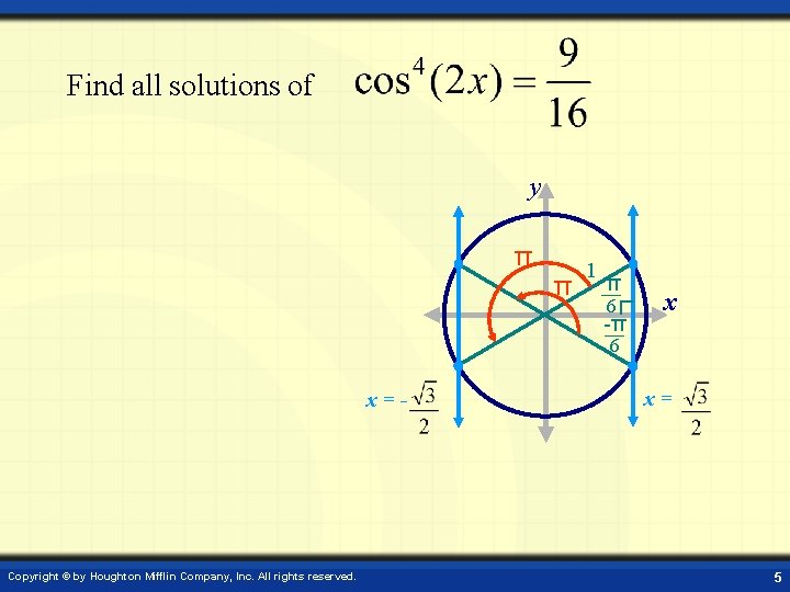 Find all solutions of y π π 1 π 6 -π x 6 x=-