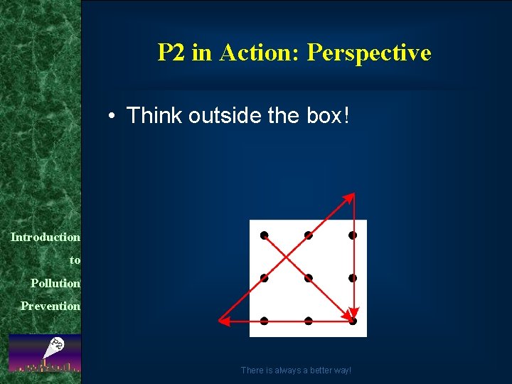 P 2 in Action: Perspective • Think outside the box! Introduction to Pollution Prevention