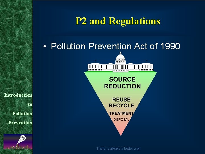 P 2 and Regulations • Pollution Prevention Act of 1990 Introduction to Pollution Prevention