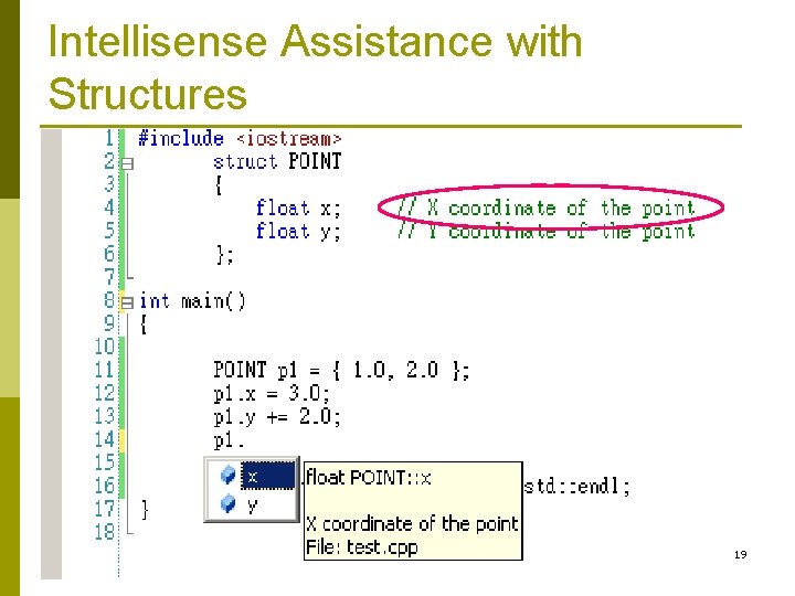 Intellisense Assistance with Structures 19 