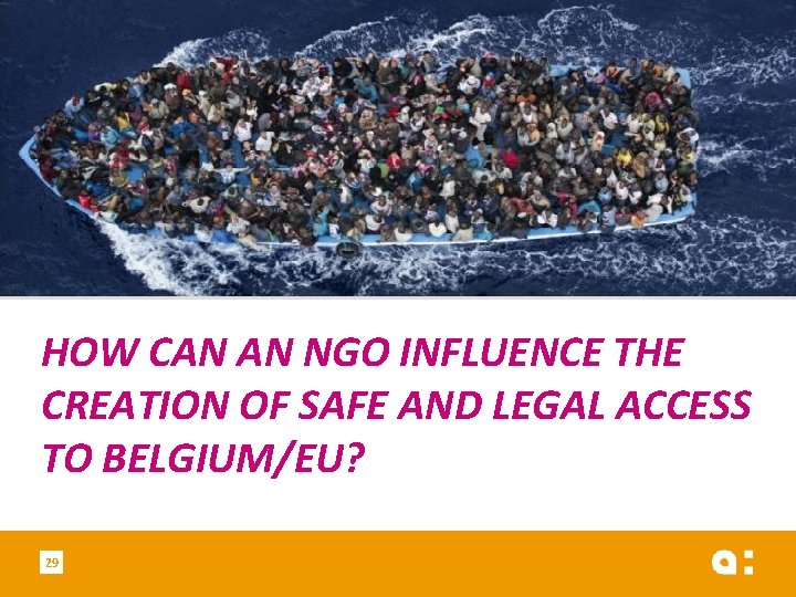 HOW CAN AN NGO INFLUENCE THE CREATION OF SAFE AND LEGAL ACCESS TO BELGIUM/EU?